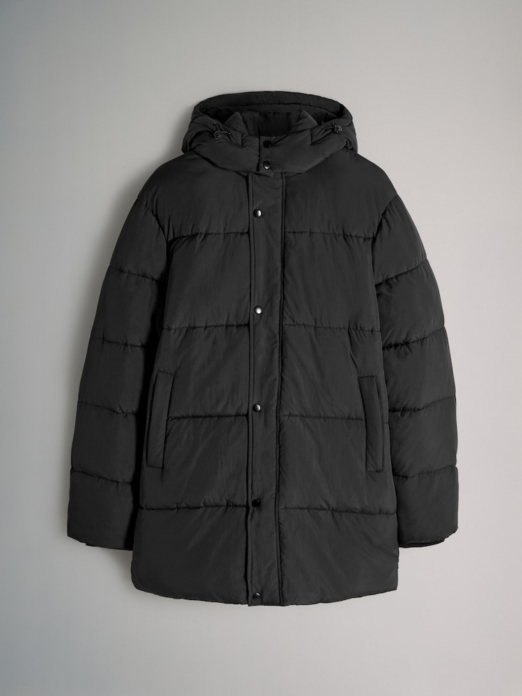 The Set Black Mid Length Padded Coat - Image 2 of 9 The Set Black Mid Length Padded Coat - Image 2 of 9