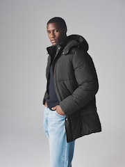 The Set Black Mid Length Padded Coat - Image 4 of 9