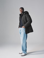 The Set Black Mid Length Padded Coat - Image 5 of 9