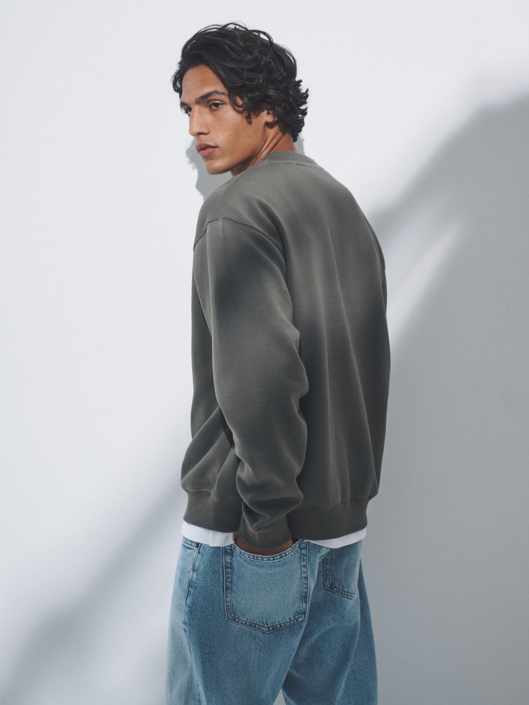 Buy The Set 3 Pack Crew Neck Relaxed Fit Sweatshirts Black/Green