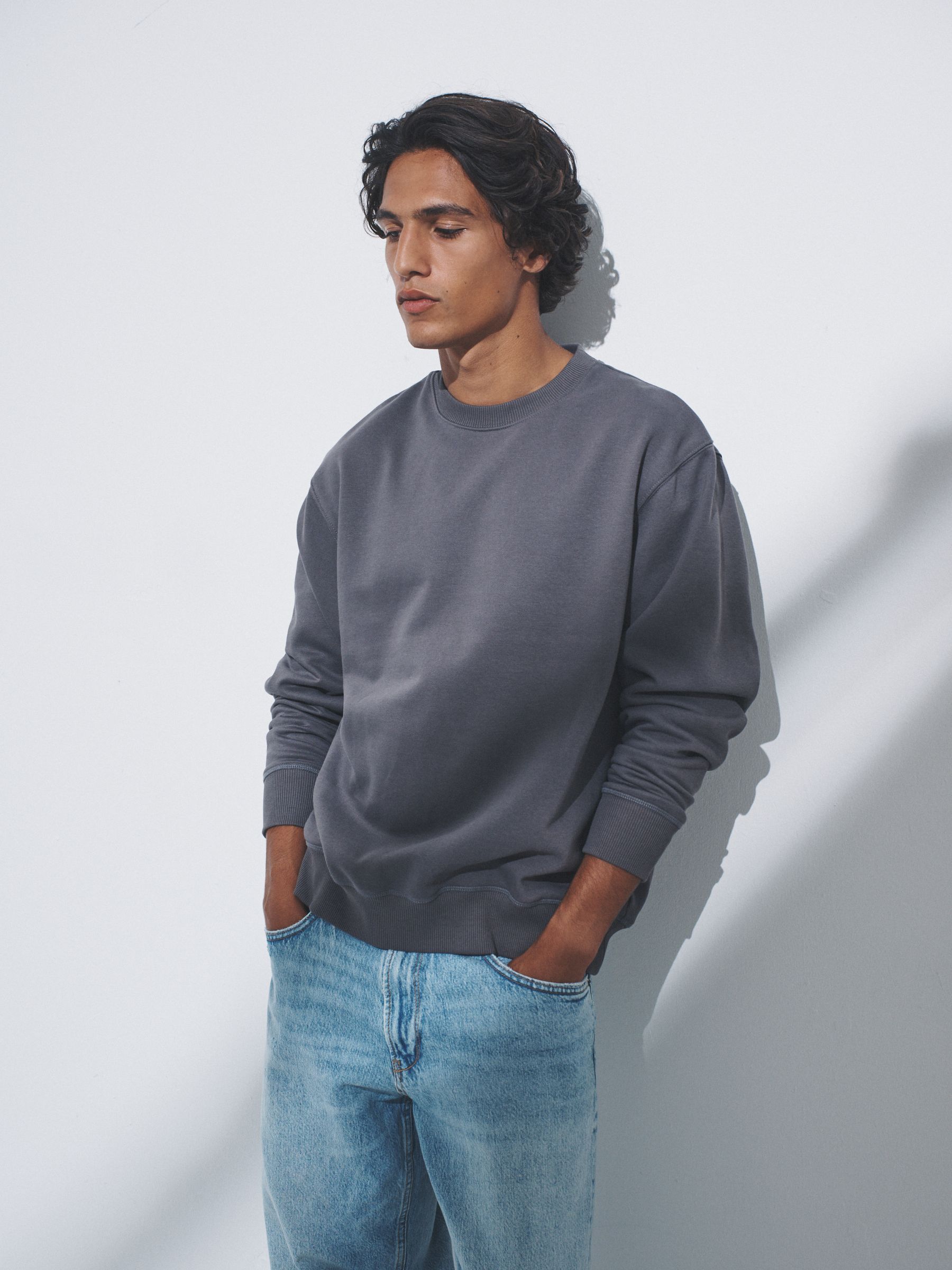 Buy The Set 3 Pack Crew Neck Relaxed Fit Sweatshirts Blue/Grey