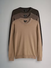 The Set Multi 3 Pack Long Sleeve Knitted Crew Jumpers - Image 2 of 12