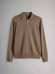 The Set Black / Dark Charcoal / Taupe marl 3 Pack Long Sleeve Knitted Polo Jumpers - Image 10 of 13