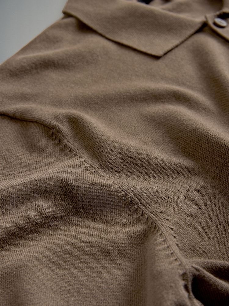 The Set Black / Dark Charcoal / Taupe marl 3 Pack Long Sleeve Knitted Polo Jumpers - Image 13 of 13