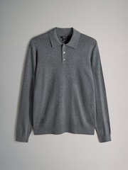 The Set Black / Dark Charcoal / Taupe marl 3 Pack Long Sleeve Knitted Polo Jumpers - Image 8 of 13