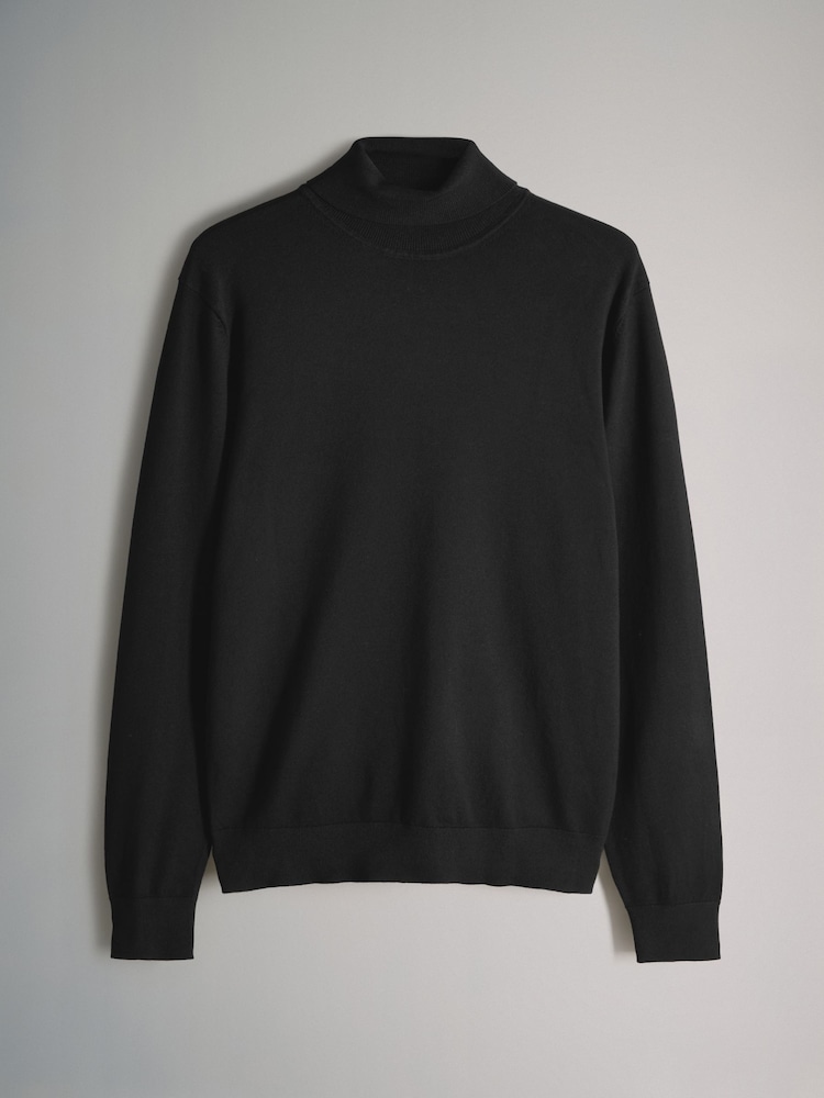 The Set Black/Navy 2 Pack Long Sleeve Roll Neck Jumper - Image 2 of 11 The Set Black/Navy 2 Pack Long Sleeve Roll Neck Jumper - Image 2 of 11
