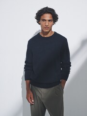 The Set Brown/Navy 2 Pack Crew Neck Jumpers with Wool - Image 1 of 16