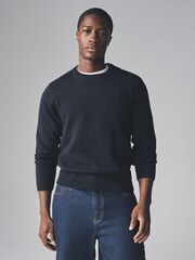 The Set Brown/Navy 2 Pack Crew Neck Jumpers with Wool - Image 11 of 16