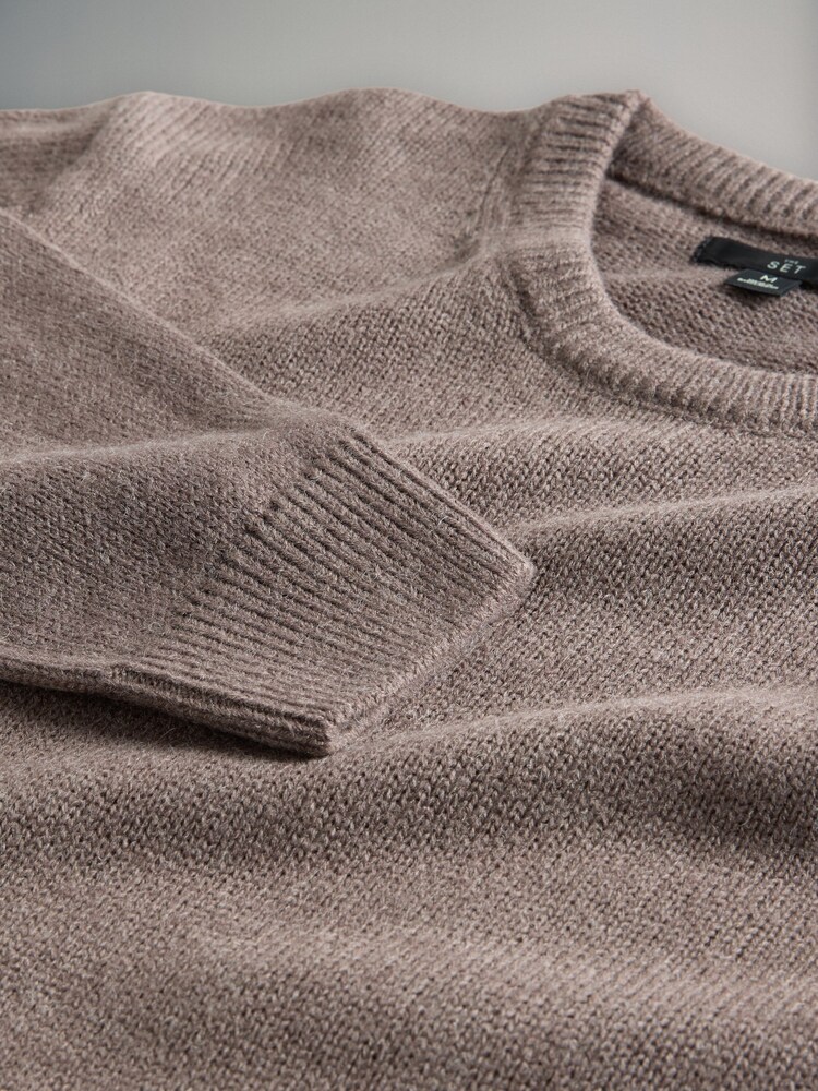 The Set Brown/Navy 2 Pack Crew Neck Jumpers with Wool - Image 16 of 16