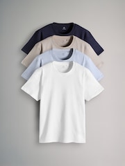 The Set Navy/Neutral/White/Powder Blue Regular Short Sleeve T-Shirts 4 Pack - Image 1 of 7