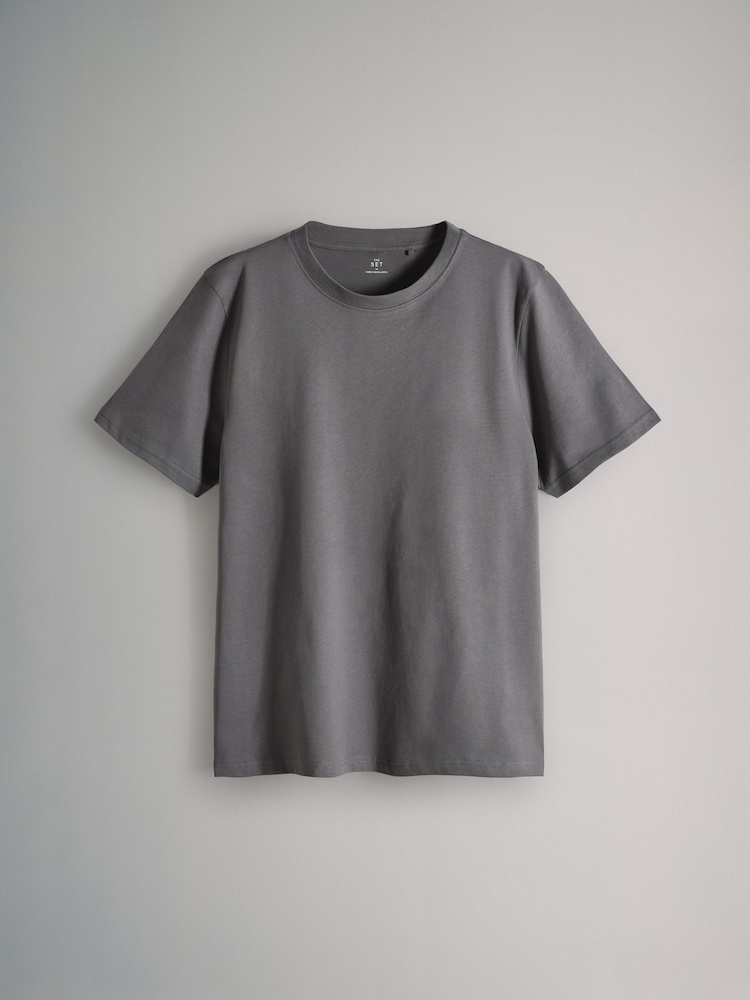 The Set Black/Charcoal/Pink/Light Stone Regular Short Sleeve T-Shirts 4 Pack - Image 2 of 7 The Set Black/Charcoal/Pink/Light Stone Regular Short Sleeve T-Shirts 4 Pack - Image 2 of 7