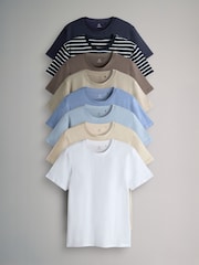 Navy / Stripe / Light Stone / Powder Blue / Taupe - The Set 8 Pack Regular Short Sleeve T-Shirts - Imagen 1 de 11