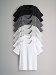 The Set Black/Charcoal/Grey Marl/White Regular Short Sleeve T-Shirts 8 Pack - Image 1 of 11