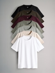 Black/Burgandy/Dark Khaki/Light Green - The Set 7 Pack Regular Short Sleeve T-Shirts - Imagen 1 de 10