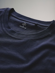 The Set Navy/Chocolate Brown/Stone/Powder Blue 4 Pack Slim Short Sleeve T-Shirts - Image 6 of 7