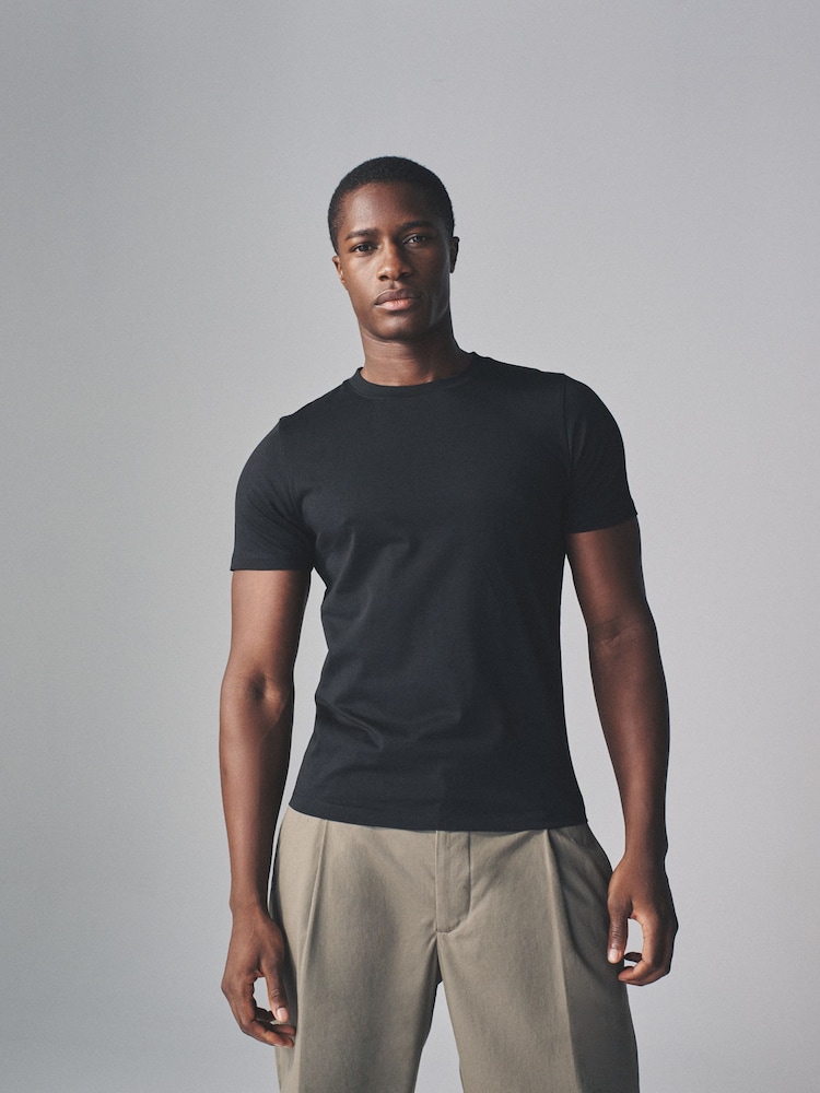 The Set Black/Taupe Brown/White/Warm Stone 4 Pack Slim Short Sleeve T-Shirts - Image 1 of 16 The Set Black/Taupe Brown/White/Warm Stone 4 Pack Slim Short Sleeve T-Shirts - Image 1 of 16