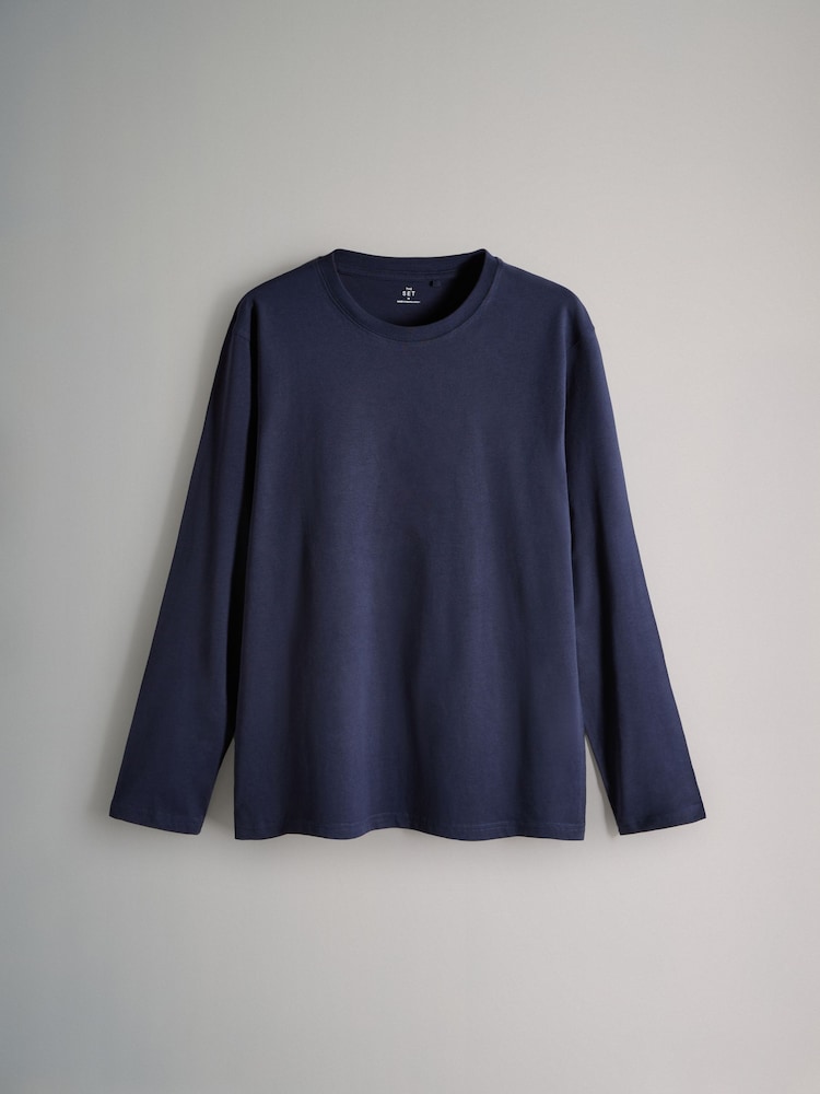 The Set Navy/Powder Blue/Neutral/White 4 Pack Regular Long Sleeve T-Shirts - Image 2 of 7 The Set Navy/Powder Blue/Neutral/White 4 Pack Regular Long Sleeve T-Shirts - Image 2 of 7