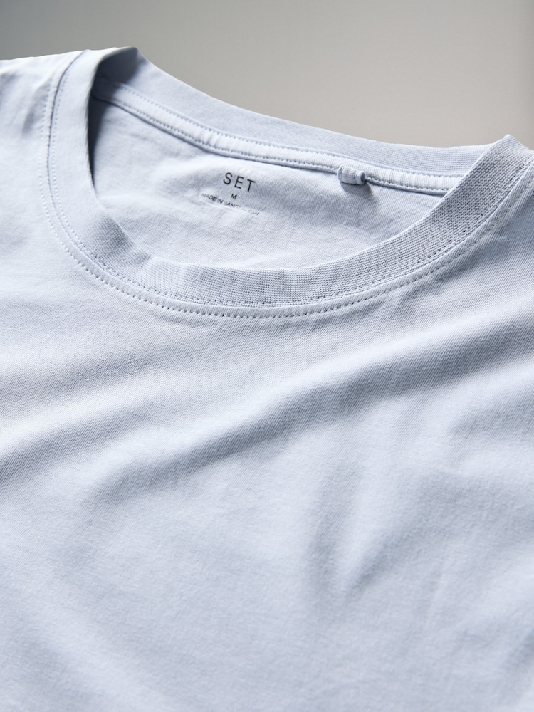 The Set Navy Blue/Brown/White 4 Pack Regular Long Sleeve Cotton T-Shirts - Image 6 of 6