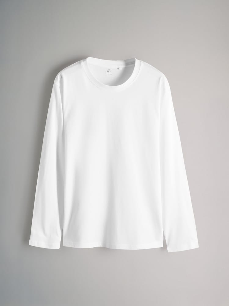 The Set Black/Taupe Brown/Warm Stone/White Regular Long Sleeve T-Shirts 4 Pack - Image 2 of 7