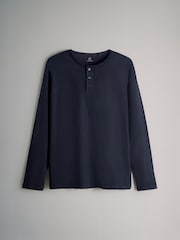 The Set Navy/Taupe Brown/White Henley Long Sleeve T-Shirts 3 Pack - Image 8 of 8