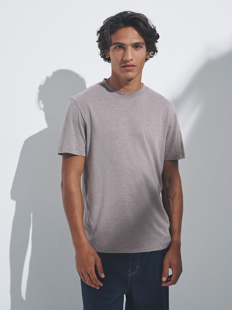 The Set Black/Grey/Brown/White 10 Pack Regular Short Sleeve Cotton Blend T-Shirts - Image 1 of 5 The Set Black/Grey/Brown/White 10 Pack Regular Short Sleeve Cotton Blend T-Shirts - Image 1 of 5