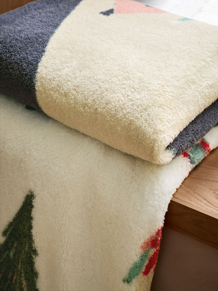 Blue Winter Scene Fleece Throw - Image 2 of 5