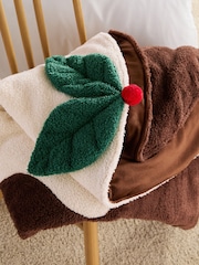 Brown Shaped Christmas Pudding Throw - Image 4 of 5