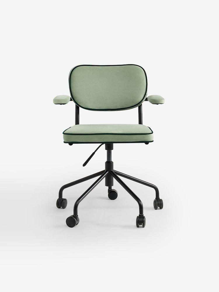 MADE.COM Jade Green Velvet Parker Office Chair - Image 1 of 2