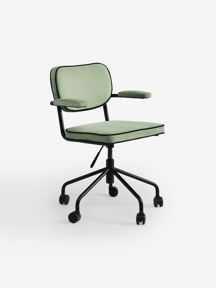 MADE.COM Jade Green Velvet Parker Office Chair - Image 2 of 2