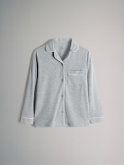 The Set Pink/Grey Button Through Long Sleeve Pyjamas - Image 2 of 7