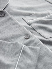 The Set Pink/Grey Button Through Long Sleeve Pyjamas - Image 7 of 7