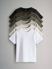 The Set Black/Dark Khaki/Khaki/Light Khaki/Stone Regular Short Sleeve T-Shirts 6 Pack - Image 2 of 13