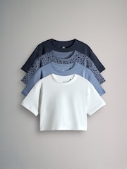 The Set Navy/Animal/Light Blue/ Cream 4 Pack Short Sleeve Skater T-Shirts - Image 7 of 13