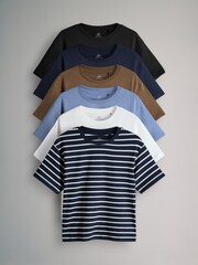 The Set Blue/Brown 6 Pack Short Sleeve Boxy T Shirt - Image 2 of 18