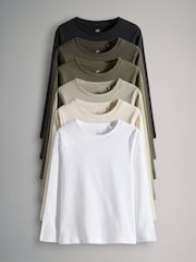 Black/Dark Khaki/Khaki/Light Khaki/Stone - The Set 6 Pack Regular Long Sleeve T-Shirts - Imagen 2 de 13