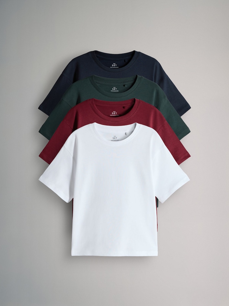 The Set Red/Blue 4 Pack Short Sleeve T-Shirts - Image 1 of 7 The Set Red/Blue 4 Pack Short Sleeve T-Shirts - Image 1 of 7