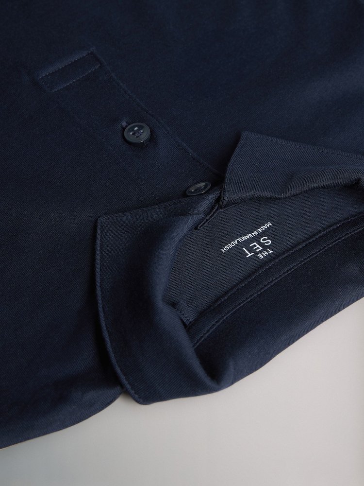 The Set Navy/Stripe/Dark Red/Stone 4 Pack Stripe Short Sleeve Jersey Polo Shirts - Image 12 of 12