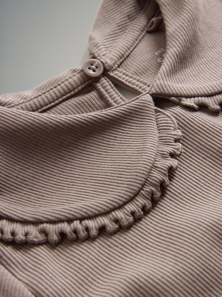 The Set Navy/Taupe/Light Pink/Cream 3 Pack Long Sleeve Collar Ribbed Tops - Image 7 of 7