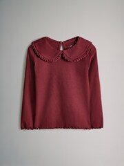 The Set Navy/Dark Red/Cream 3 Pack Long Sleeve Collar Ribbed Tops - Image 3 of 6