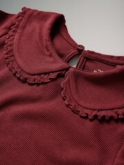 The Set Navy/Dark Red/Cream 3 Pack Long Sleeve Collar Ribbed Tops - Image 5 of 6