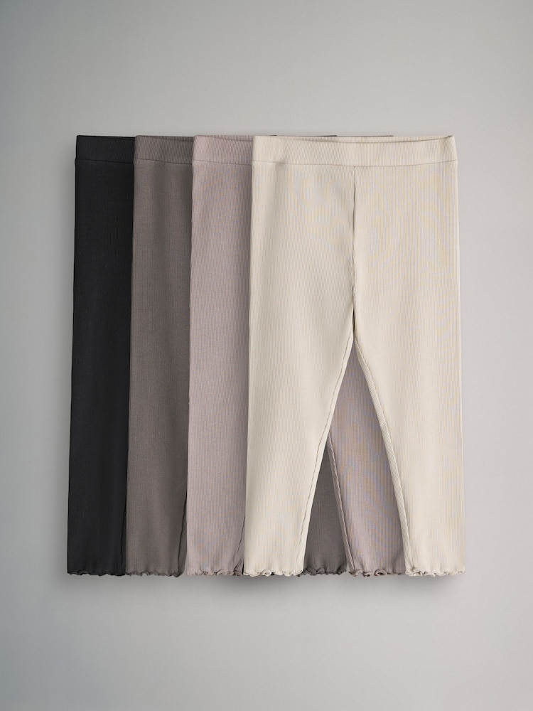 The Set Black/Brown 4 Pack Ribbed Leggings - Image 1 of 7