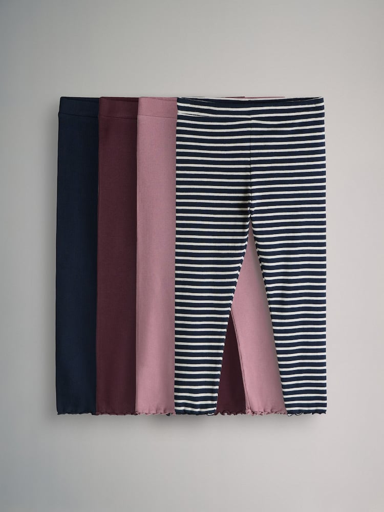 The Set Blue/Pink 4 Pack Ribbed Leggings - Image 1 of 7