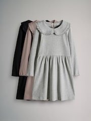 The Set Multi 3 Pack Collared Ribbed Long Sleeve Dresses - Image 1 of 6