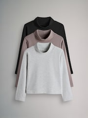 Schwarz/Grau - The Set 3 Pack Long Sleeve Roll Neck T Shirts - Bild 2 von 6
