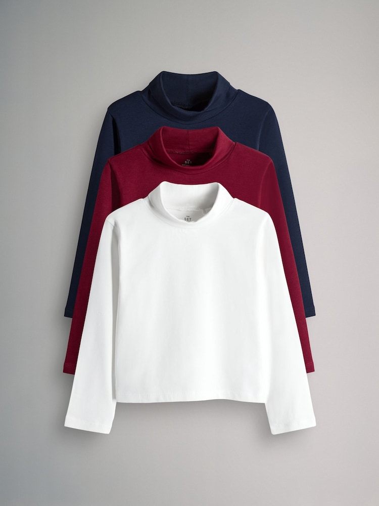 Rot/Blau - The Set 3 Pack Long Sleeve Roll Neck T Shirts - Bild 1 von 6
