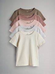 The Set Pink/Stone 5 Pack Short Sleeve Crew Neck T-Shirts - Image 2 of 13