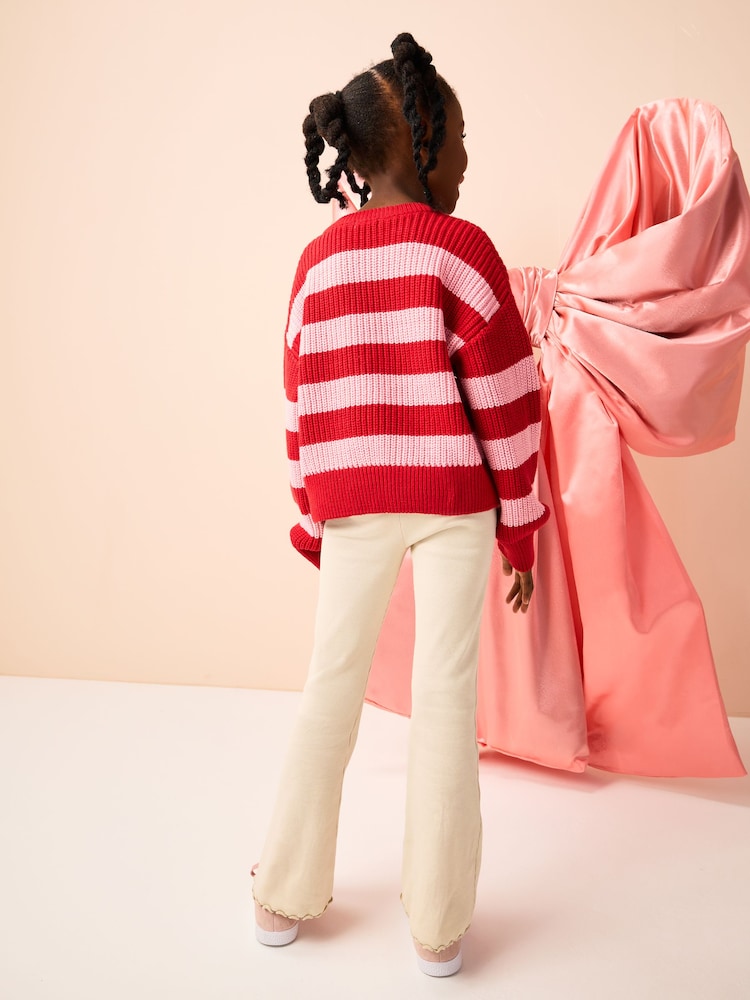 Red/Pink Sleigh Stripe Christmas Jumper (3-16yrs) - Image 2 of 3
