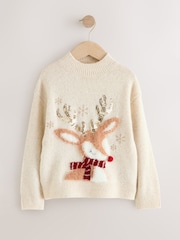 Ecru Reindeer Christmas Jumper (3-16yrs) - Image 1 of 4