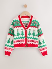 Red Christmas Tree Cardigan (3-16yrs) - Image 1 of 4