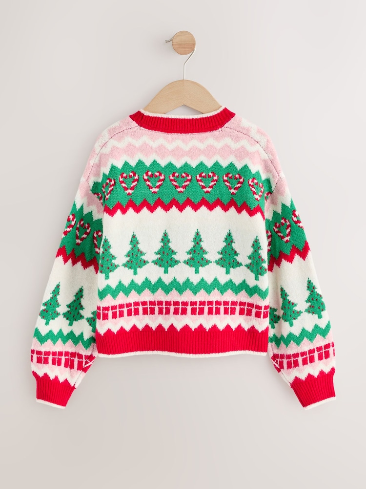 Red Christmas Tree Cardigan (3-16yrs) - Image 2 of 4
